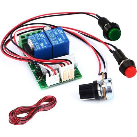 Régulateur de Vitesse 12V,DC Contrôleur de vitesse du moteur (PWM) Commutateur réversible réglable en vitesse DC, Inverseur de moteur 6V 12V 24V DC 3A (1/3)