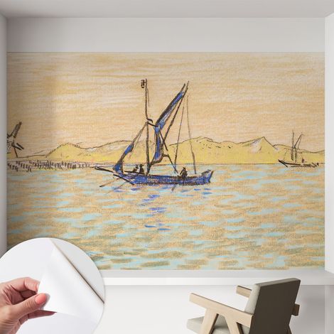 Papier peint adhésif décoratif avec colle pour salon chambre et bureau Installation rapide Calme marin 152x104 cm (1/5)