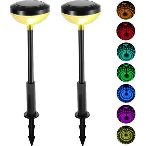 Czech Republic - 2pcs - Color Changing Solar LED Lamp, Waterproof to IP65 Standard, Illuminated (1/4)