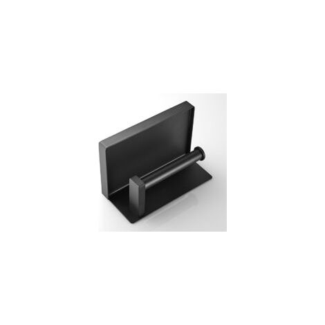 Soporte para papel higiénico, soporte de pared sin taladrar, dispensador de papel higiénico con estante, acero inoxidable SUS304, para cocina y baño, negro - Crezuo