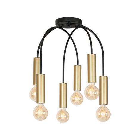 Plafonnier industriel noir/or mat Loppe 6xE27 Luminex
