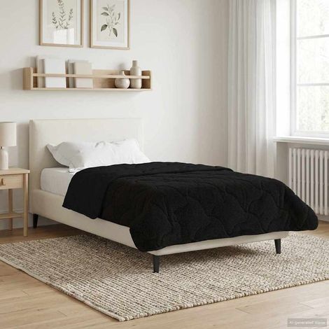 vidaXL Duvet d'été simple Matelassé Noir 155 x 200 cm