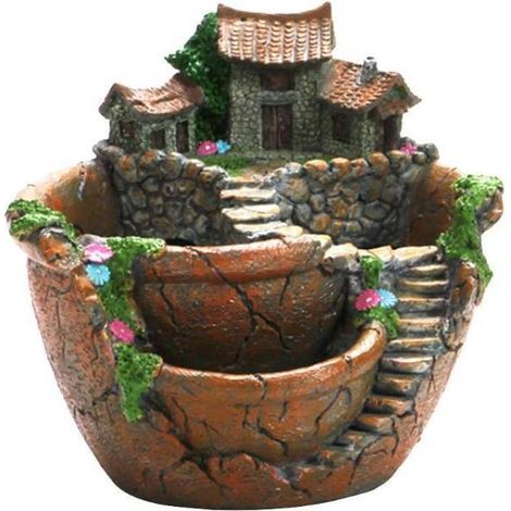 Décorations de Noël pour l'intérieur et l'extérieur : plantes succulentes en pot- jolie petite maison- mini jardin féérique. (1/4)