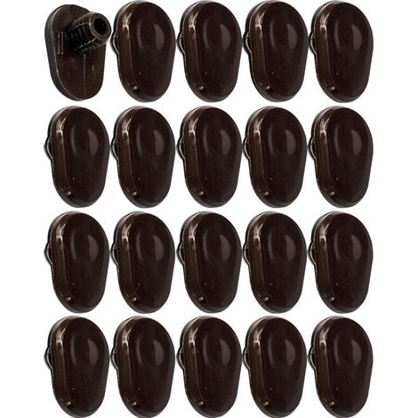 20x Bouchon cache trou de montage capuchon en plastique forme oblong 10mm 11mm Protection Recouvrement Meuble Literie Maison, Marron foncé