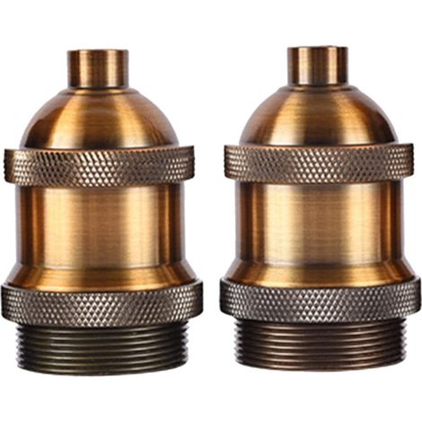 Portalampada E27 vintage, 2 pezzi, bronzo antico, adattatore per lampada industriale per lampadine Edison, portalampada decorativo per ristoranti e interni. (1/5)
