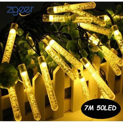 Guirlande solaire Lumineuse 7M 50LED chaîne de glaçons en Chaud Décoration pour Fête Noël Mariage décoration de fête lumières de l (1/4)