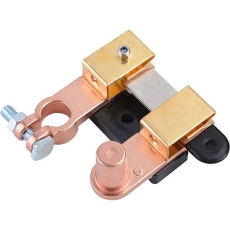 1x Coupe-Circuit Batterie Sectionneur Interrupteur à Levier Masse Négative 12V-24V Camion Voiture - Dispositif Anti-Décharge Électrique, Laiton Plaqué Cuivre Montage Horizontal - Or