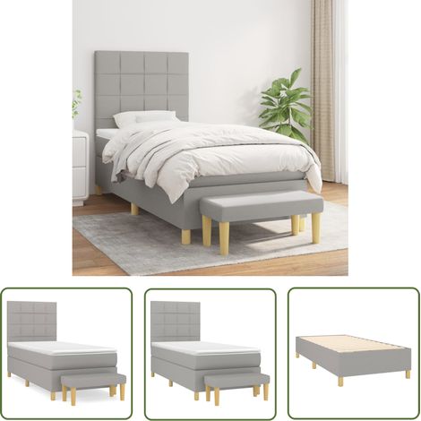 The Living Store Boxspringbett mit Matratze Hellgrau 100x200 cm Stoff - Boxspringbett - Doppelbett - Schlafraum - Bettgestell - Bettauflage (1/5)