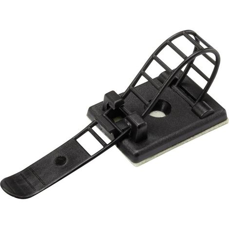TRU COMPONENTS WCT-85 Embase de fixation autocollant, vissable 1206771 Plage de Ø du faisceau 22 mm (max) avec attache noir 1 pc(s) S840351 (1/2)