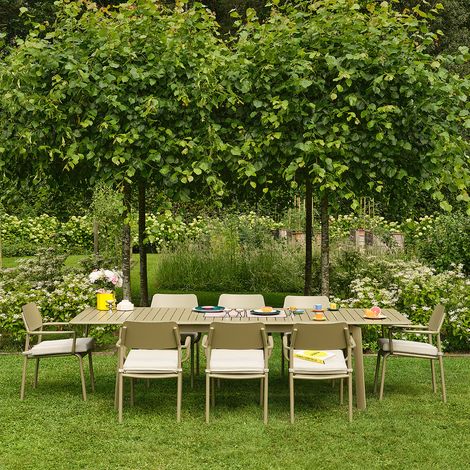 Salon de jardin aluminium kaki 6/10 pers. (1/5)