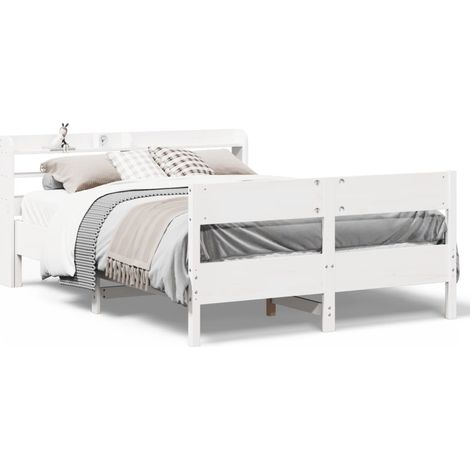 Maison Exclusive - Cadre de lit sans matelas blanc 160x200 cm bois de pin massif