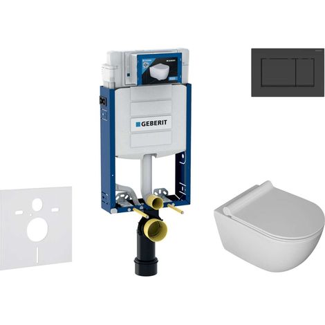 Geberit Combifix - Set con modulo di installazione, vaso WC Gaia e copriwater softclose, placca di comando Sigma30, nero opaco/nero SANI15CA5101 (1/5)