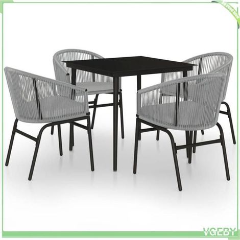 Ensemble à manger de jardin 5 pcs - FAFEICY - 3099252 - Gris - Table 80x80x74 cm - Rotin PVC, coussins amovibles (1/5)