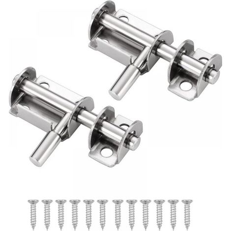 2 Pcs Door Latch Stainless Steel Mini Sliding Bay Lock Suitable for Garden Doors Windows Warehouses (Silver) (1/5)