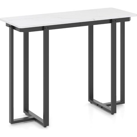 Table console moderne rectangulaire 107 x 40 x 79,5 cm design élégant et robuste en imitation marbre noir