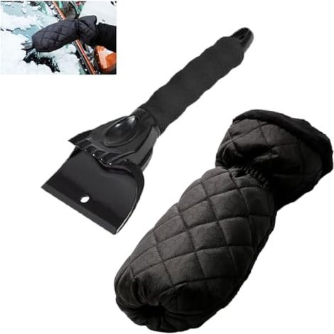Grattoir à glace avec gant, grattoir pour pare-brise, moufle pour enlever glace et neige, efficace et sans rayures, dégivrage pour pare-brise et vitres de voiture, SUV, camion. (1/4)