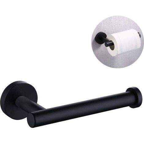 Stainless Steel Toilet Paper Holder, Semi-Open Toilet Paper Dispenser, Wall Mounted Round for Bathroom and Kitchen-Black (1/5)