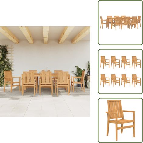 Mobili da esterno - vidaXL Set da Pranzo per Giardino 9 pz in Legno Massello di Teak - Tavolo in teak