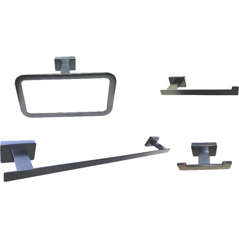 Kibath Pack 4 accesorios de baño acabado antracita mate fabricado en acero inoxidable (1/5)