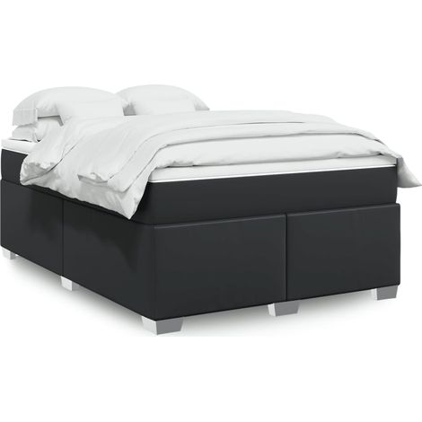 Boxspringbett mit Matratze Schwarz 140x200 cm Kunstleder