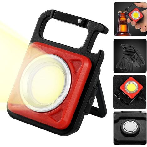 Mini Lampe de Torches de LED, Baladeuse Led Rechargeable, 800 Lumens Magnétique Lampe de Travail pour Chevet, Atelier, Urgence, Lampe Exterieur rouge (1/5)