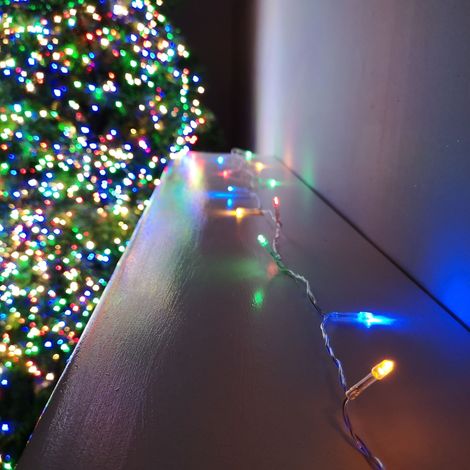 50 LED 5m Premier Christmas Outdoor Multi Function Battery Lights with Timer & Clear Cable in Multicoloured (1/5)