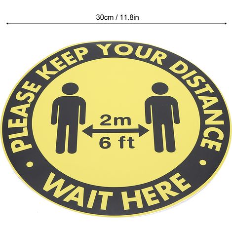 Lot de 5 autocollants de sol pour la signalisation de distance de sécurité (magasin, hôpital) - Référence : XG002 (1/5)