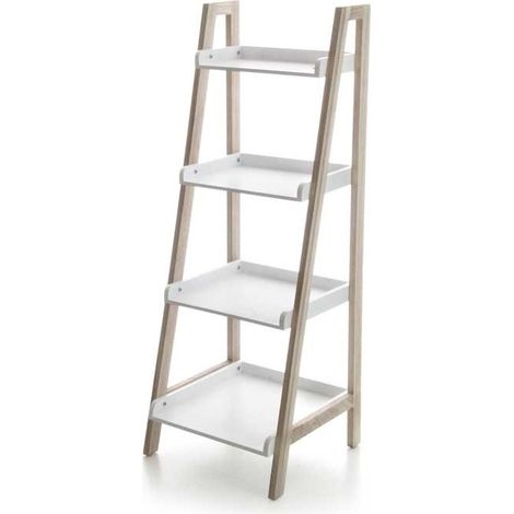 MAURY'S SCAFFALE IN LEGNO BIANCO DA BAGNO CON 4 RIPIANI 36X35X100 CM (1/2)