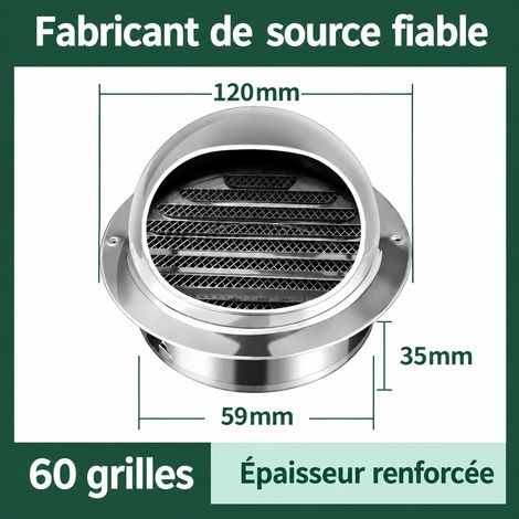 Chapeau de ventilation mural 60 mm modèle économique inox 201 épaissi garantie 80 ans 12 × 12 × 9 cm 77 g – Livraison gratuite
