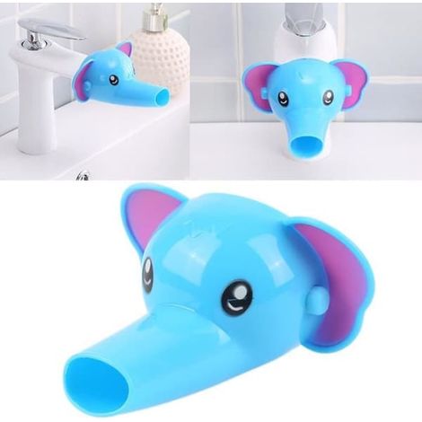 NOVA - Rallonge de robinet - Salle de bain/cuisine - Motif animal de dessin animé - Sécurité enfant - Bleu (1/4)