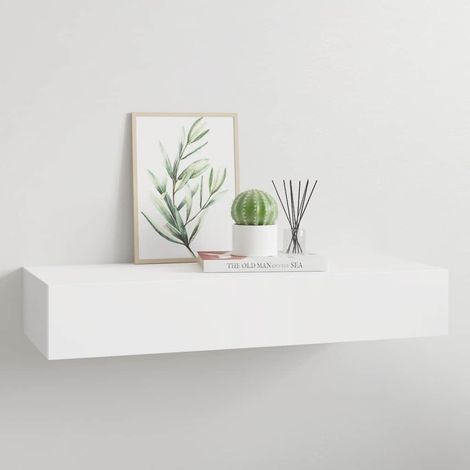 Wandregal mit Schublade Weiß 60x23,5x10 cm MDF
