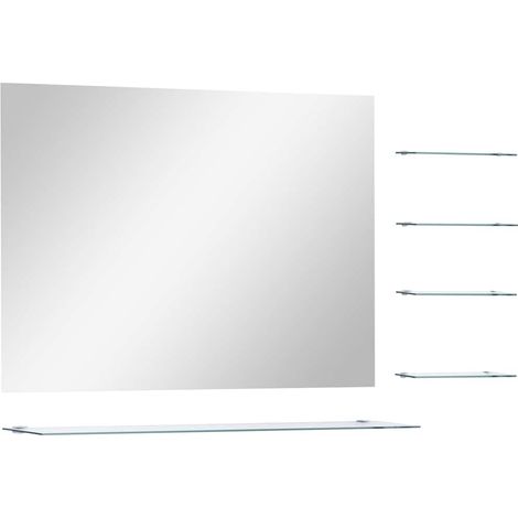 Specchio da Parete con 5 Mensole Argento 80x60 cm vidaXL