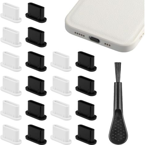 21 tapones antipolvo USB-C con cepillo de limpieza, silicona para puertos tipo C, protector de puerto de carga tipo C, para iPhone 15, iPhone 16, iPad Pro, AirPods, Samsung, Xiaomi