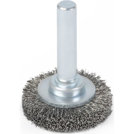 STIER Rundbürste Scheibenbürste, 26 mm, für Bohrmaschine Geradschleifer, 6 mm Schaft, Drahtstärke 0,15 mm, gewellt, Stahl, Scheibenbürste, Drahtrundbürste (1/4)