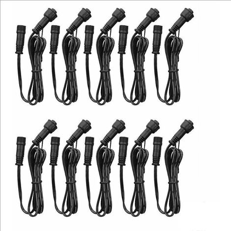 Cable D'extension - 1 M - IP67 - Connecteur Male Femelle - Pour Projecteur LED Etanche - Lot De 10