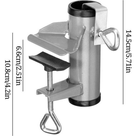 Support de Parasol - Acier Inoxydable et Fonte - Pour Balcon et Jardin - Fixation sur Balustrade Jusqu'à 50 mm - Compatible Parasol 38 mm - 1 Pièce (1/4)