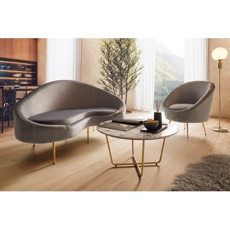 Mömax Sessel Lou ca. 80x92x75 cm Grau Samt (1/5)