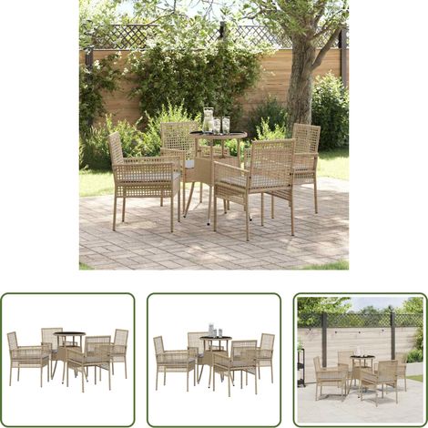 Terrasse - Garten Essgruppe 5 pcs Beige Poly-Rattan (1/5)
