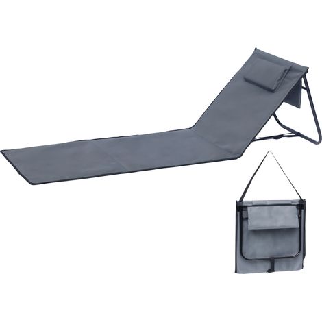 Liegematte faltbar mit stufenlos verstellbarer Rückenlehne - anthrazit - Strandliege 152 x 51 cm faltbar mit Tragegurt
