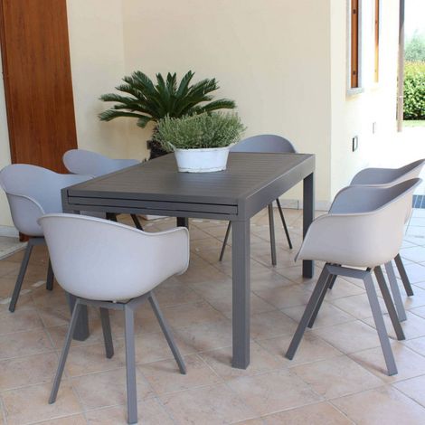 Sedia poltrona da esterno in alluminio Middle -  DarkGrey