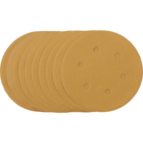 Gold Sanding Discs with Hook & Loop, 150mm, 240 Grit (Pack of 10) (64257) (1/5)