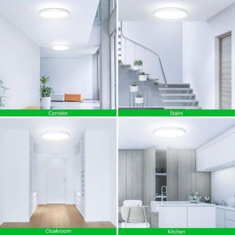 Plafonnier LED salle bain - Lot 1 - 20W 6500K Ø23cm - Rond - Pour cuisine chambre couloir Aucuneary (1/5)