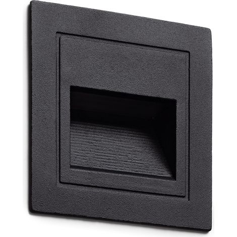 Balise Extérieure LED 3W Encastrable au Mur Carrée Olite 2700K Noir Blanc chaud (1/5)