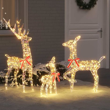 Rentierfamilie mit 300 LEDs 3 pcs Warmweiß 67 x 26 x 127 cm PET
