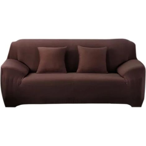 Housse de Canapé clic-clac 3 Places - METISBOX - Extensible - Marron café - Écologiste et Anti-dérapage (1/2)