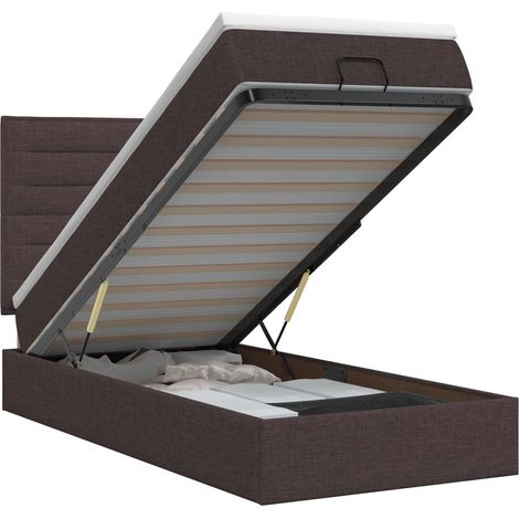 Maison Exclusive - Letto ottomano con materasso Marrone Scuro 90 x 200 cm Tessuto (1/5)