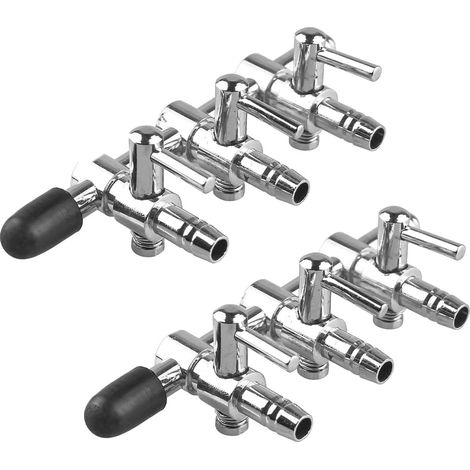 Lot de 2 Collecteurs d'aquarium 3 Voies, Cuivre Nickelé, Diamètre 4 mm, Pour Pompe à Air