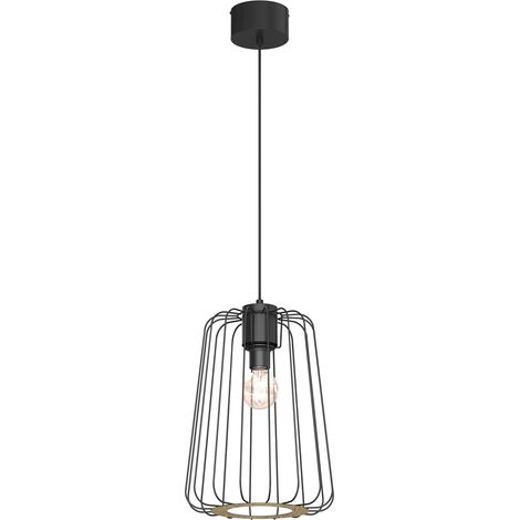 Suspension noire métal grillagée Trad Luminex E27 Ø28