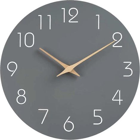 Horloge murale silencieuse sans tic-tac, à piles, en bois, à suspendre, pour la décoration de la maison, de la salle de bain, de l'école ou du bureau, QingHai (1/5)