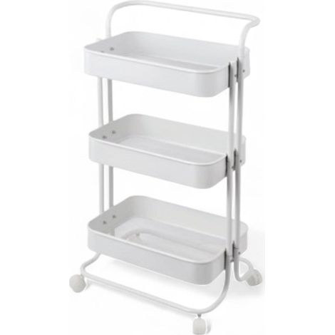 Carrello multiuso spesa 3 ripiani con ruote struttura in ferro e ceste in resina 43x34xH80 cm (1/2)